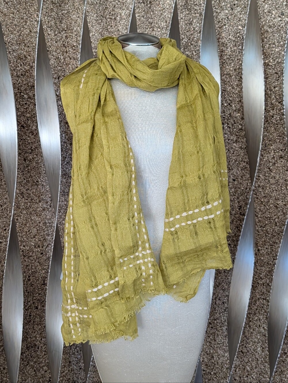 EILEEN FISHER wool linen cashmere gauze wrap scarf